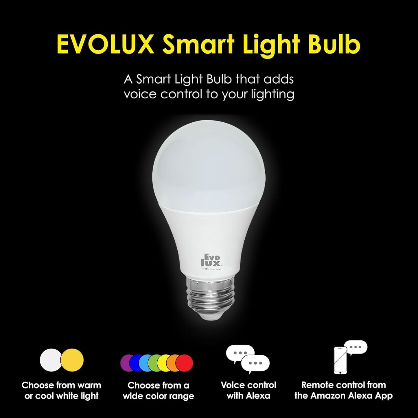 Dimmable Smart LED Light Bulb with WiFi Compatibility for Alexa - 806 Lumens, Energy Efficient, No Hub Required, Multicolor and Adjustable White Light (1)