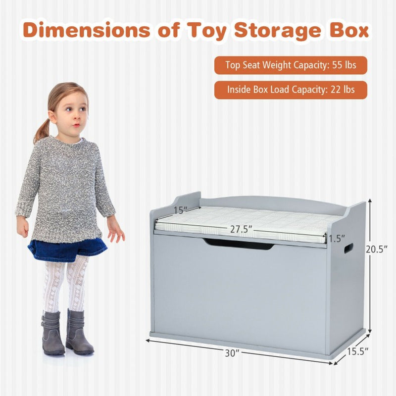 Children's Wooden Flip-Top Storage Chest Bench with Cushioned Hinge