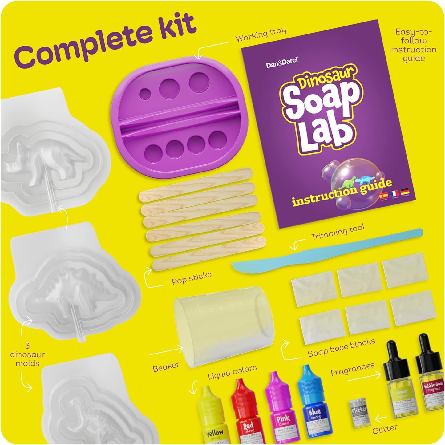 Dino Soap Making Kit for Kids - Dinosaur Science Kits for Kids All Ages - STEM DIY Activity Craft Kits - Crafts Gift for Girls and Boys