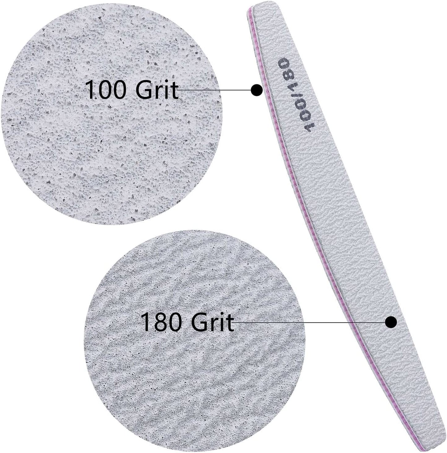 25-Piece Nail File Set - 100/180 Grit Double-Sided Emery Boards for Acrylic and Natural Nails