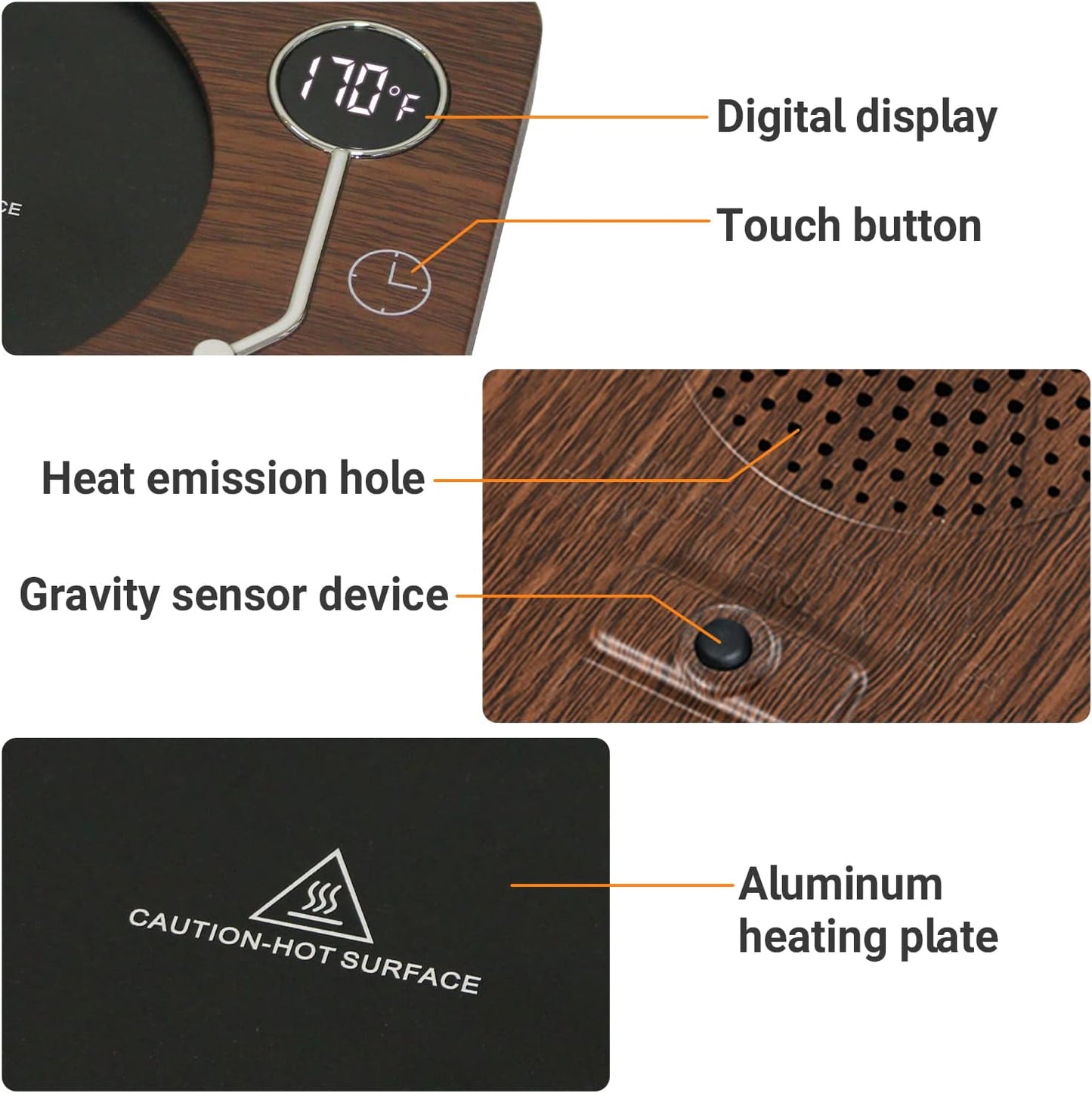 Coffee Mug Warmer with Three Temperature Settings and Auto Shut-Off for Desk Use - Ideal for Coffee, Milk, Tea, and Beverages