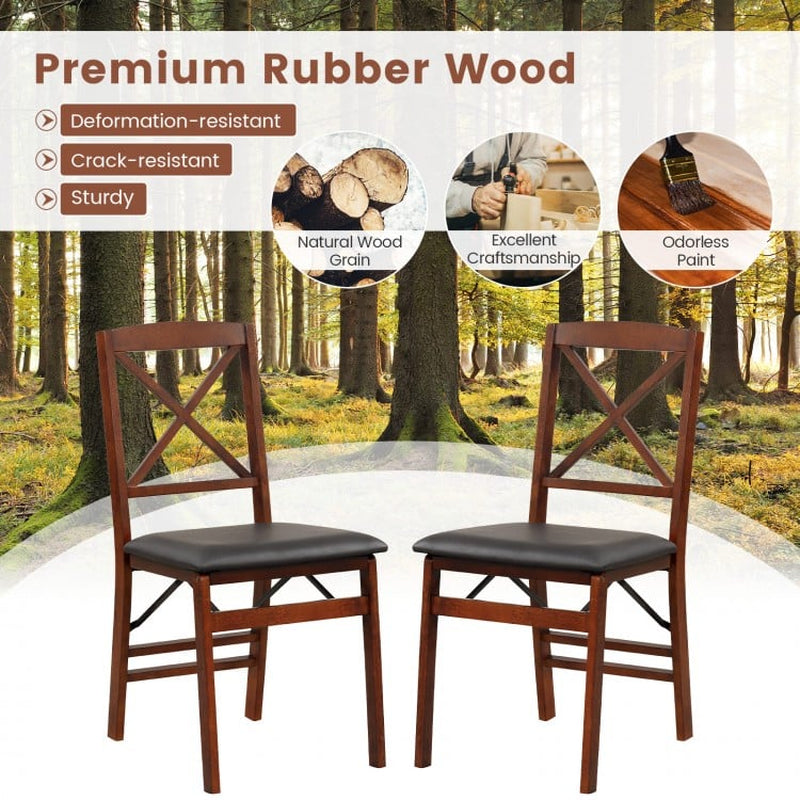 Set of Two Heavy-Duty Folding Dining Chairs with Padded Seats and 400 lbs Weight Capacity