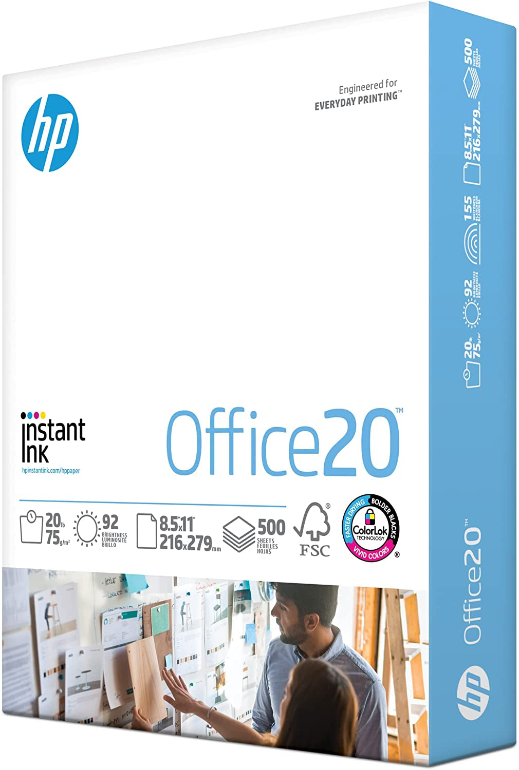 Premium 8.5x11 Office Printer Paper, 20 lb, 1 Ream (500 Sheets), 92 Bright, FSC Certified, Made in USA, Compatible with Model 112150R