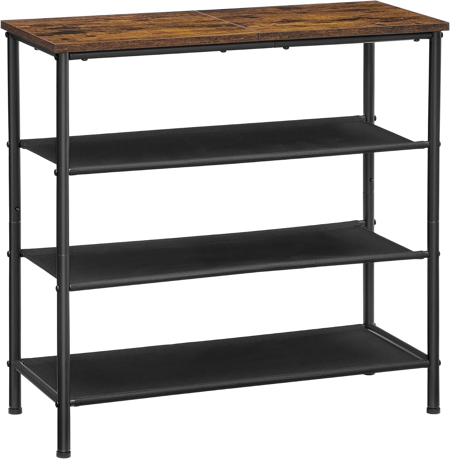 5-Tier Shoe Storage Rack for 15-18 Pairs, Narrow Organizer for Closet and Entryway, Rustic Brown and Black Design