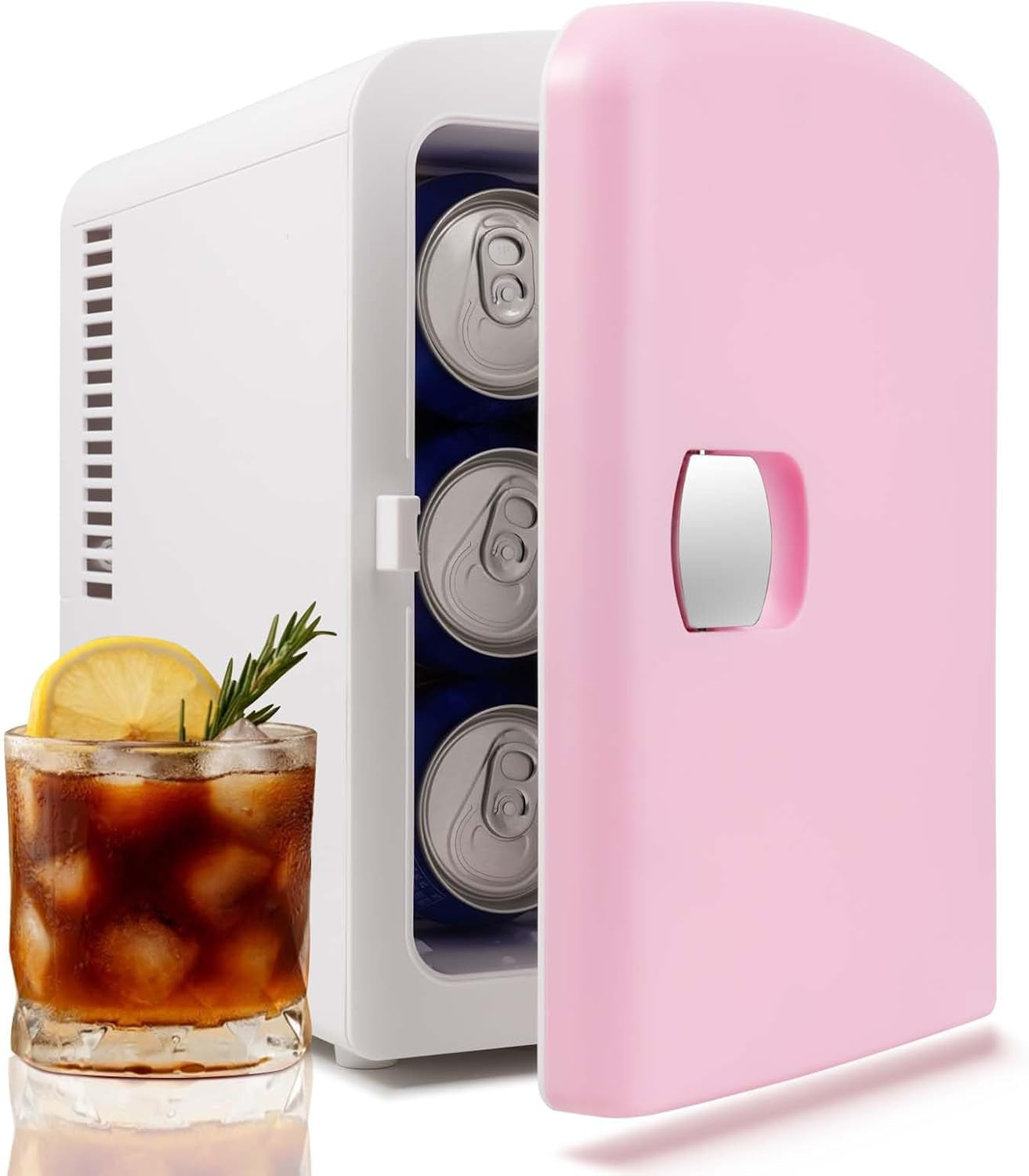 Compact 4L Personal Mini Fridge for Drinks and Skincare - Portable Cooler and Warmer for Office Use (White)
