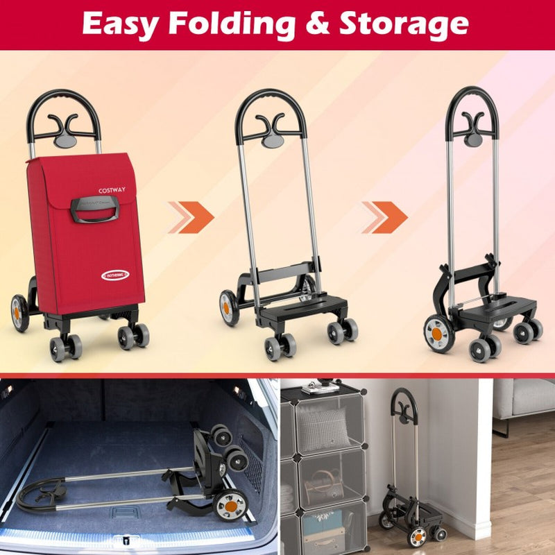 Folding Utility Shopping Cart with Swivel Rolling Wheels