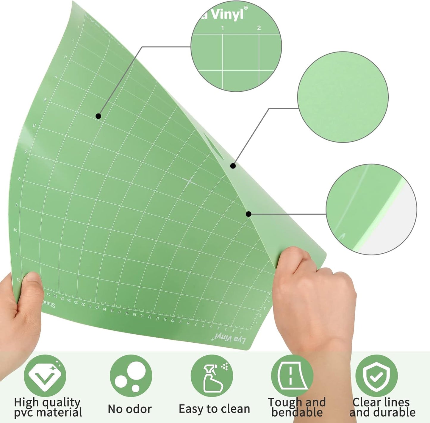 8-Pack Cutting Mats -12x12 Inches Variety Set-Permanent Vinyl, Standard, Light, Strong, Fabric Grip
