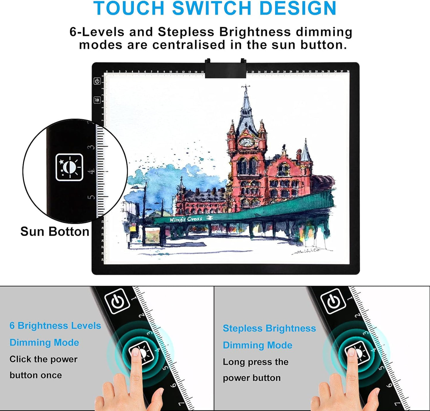A3 Light Pad, Rechargeable Light Board for Diamond Painting, Tracing Light Box, Stand and Clip,Table Lightbox, Tracing, Drawing