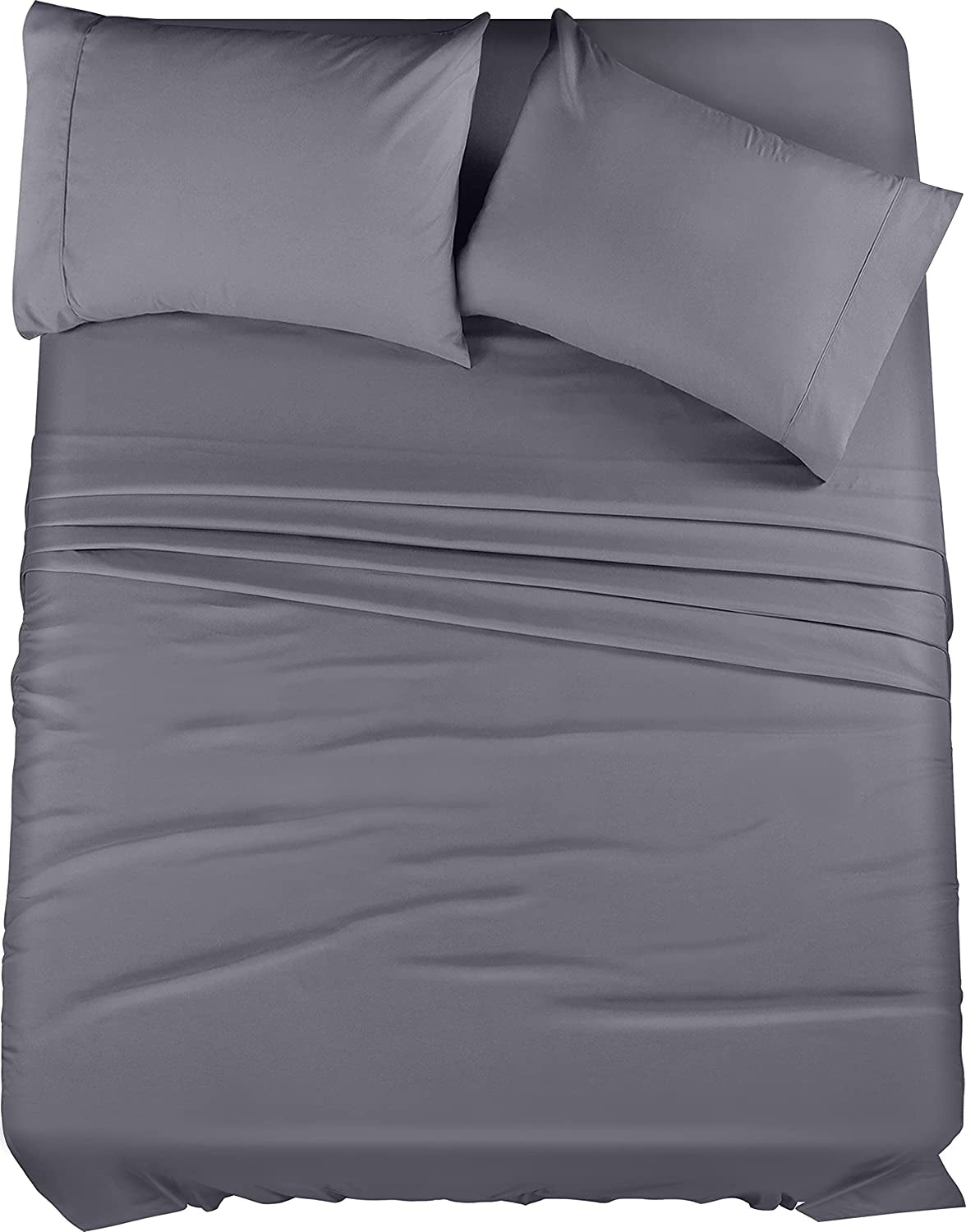 Queen Bed Sheet Set - 4-Piece Bedding Collection - Soft Brushed Microfiber - Shrinkage and Fade Resistant - Easy Care - Grey