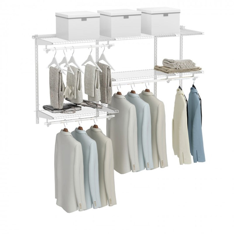 Customizable Wall-Mounted Closet Organizer System for 3 to 5 Feet with Hanging Rod
