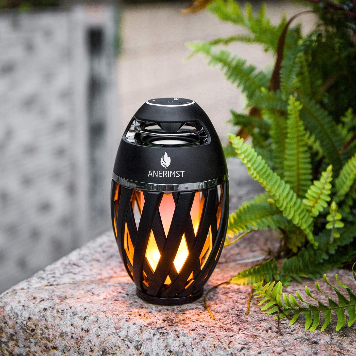 Outdoor Bluetooth Speaker with Flame Effect, Waterproof Wireless Speaker with LED Torch Light, 5W Stereo Sound, Ideal for Garden and Porch Gatherings, Bluetooth 5.0