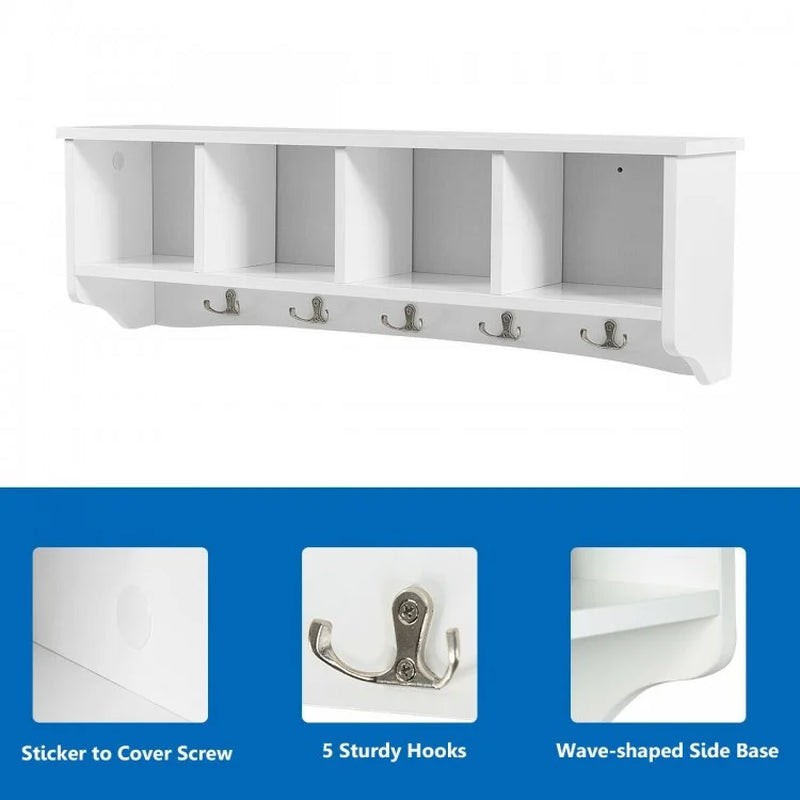 Wall-Mounted Entryway Shelf and Coat Rack Storage Solution