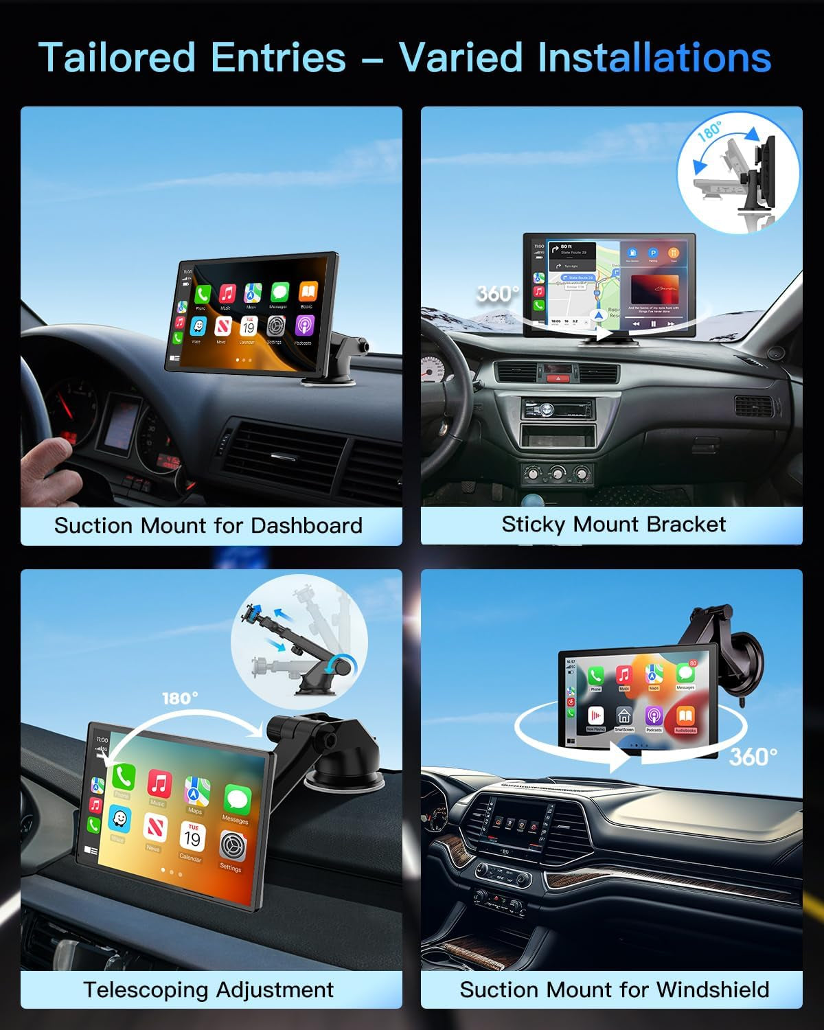 9-Inch Wireless CarPlay Touchscreen Stereo - 4K Dash Cam, Backup Camera, Navigation, Bluetooth -Apple CarPlay, Android Auto