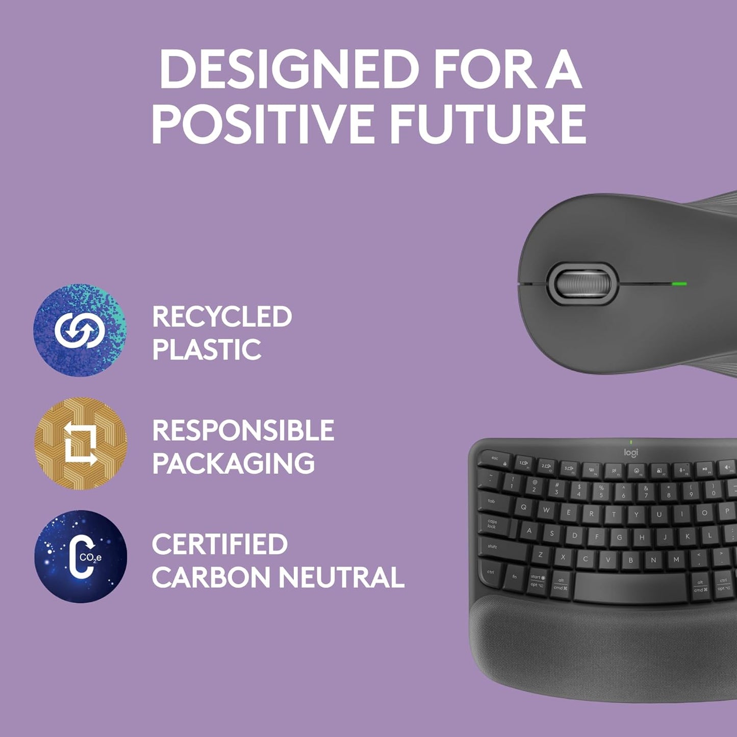 Wireless Ergonomic Keyboard and M550 L Wireless Mouse Combo - Bluetooth and Logi Bolt Compatible, Multi-OS Support