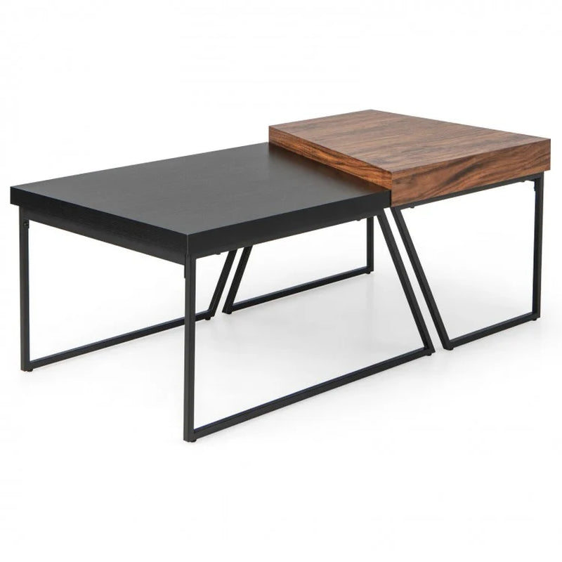 Coffee Table Duo with Powder-Coated Metal Legs