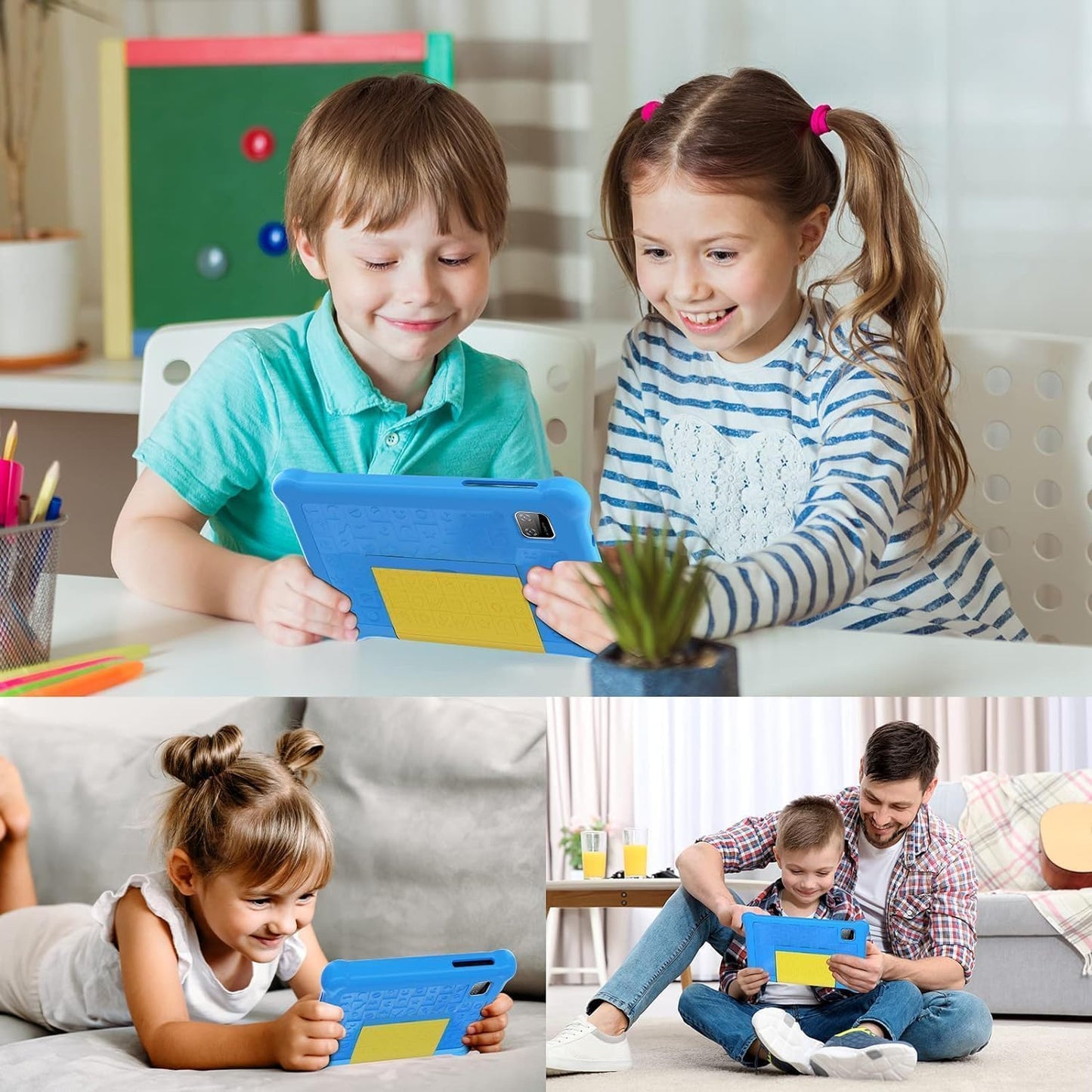 7-Inch Kids Tablet, Android 13 Quad-Core, 5GB RAM, 32GB Storage with 128GB Expandability, HD Display, Wi-Fi, Parental Control - Blue