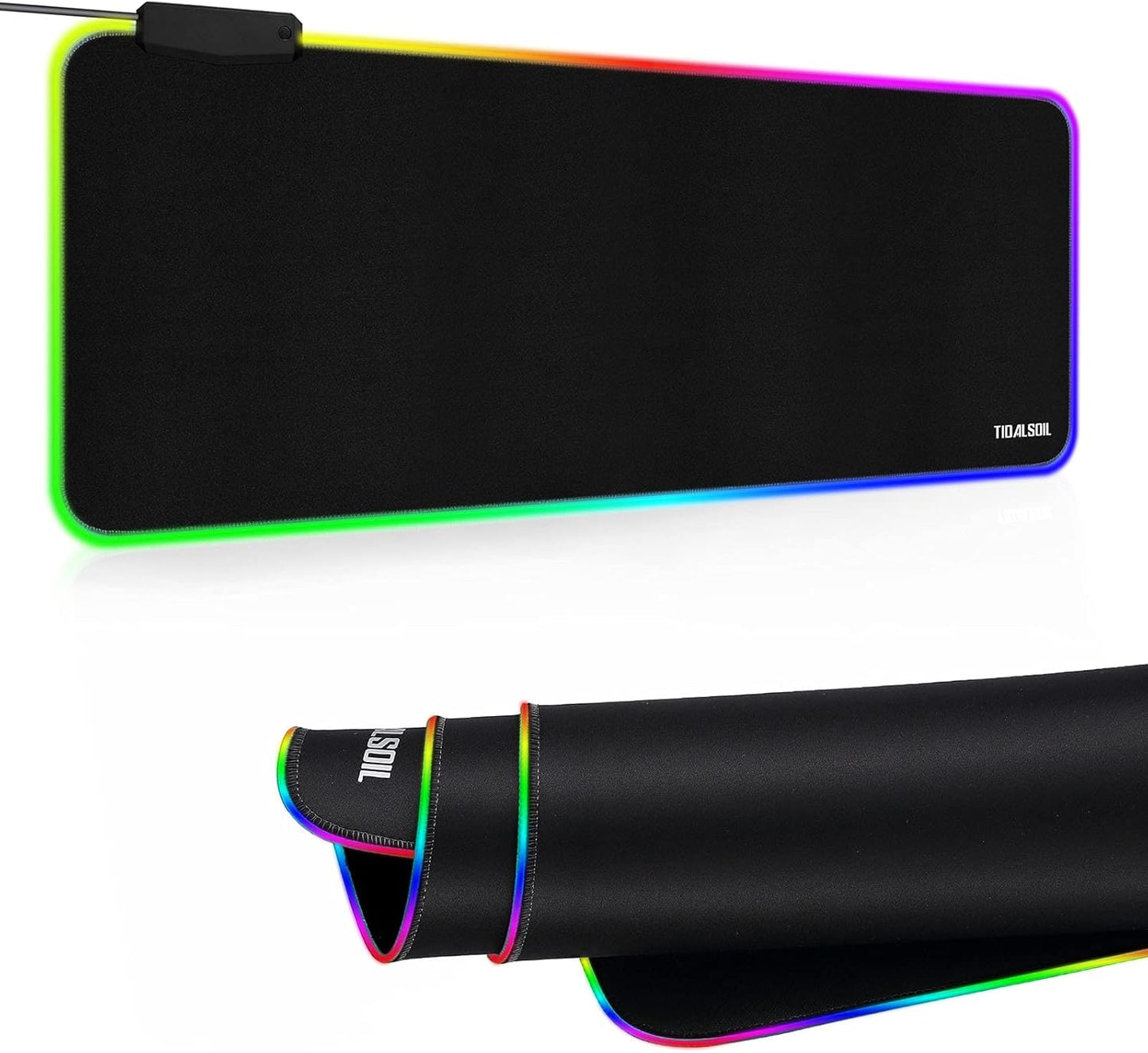 RGB Gaming Mouse Pad with 4-Port USB Hub and 13 Lighting Modes, Oversize Anti-Slip Rubber Base with Waterproof Coating Mouse Mat for Computer PC Games, 80 X 30 Cm, Black