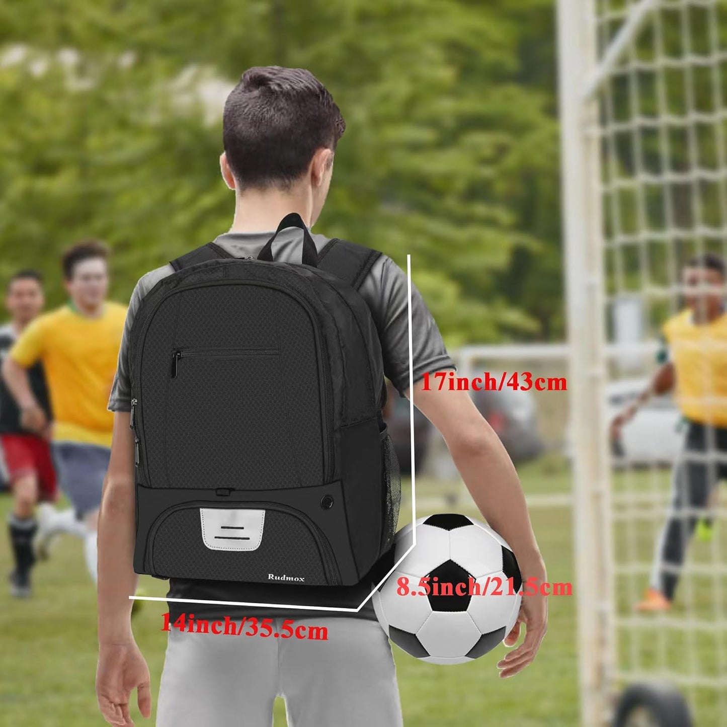 Soccer Ball and Sports Equipment Backpack with Cleat Compartment and Laptop Sleeve for Travel and Team Use