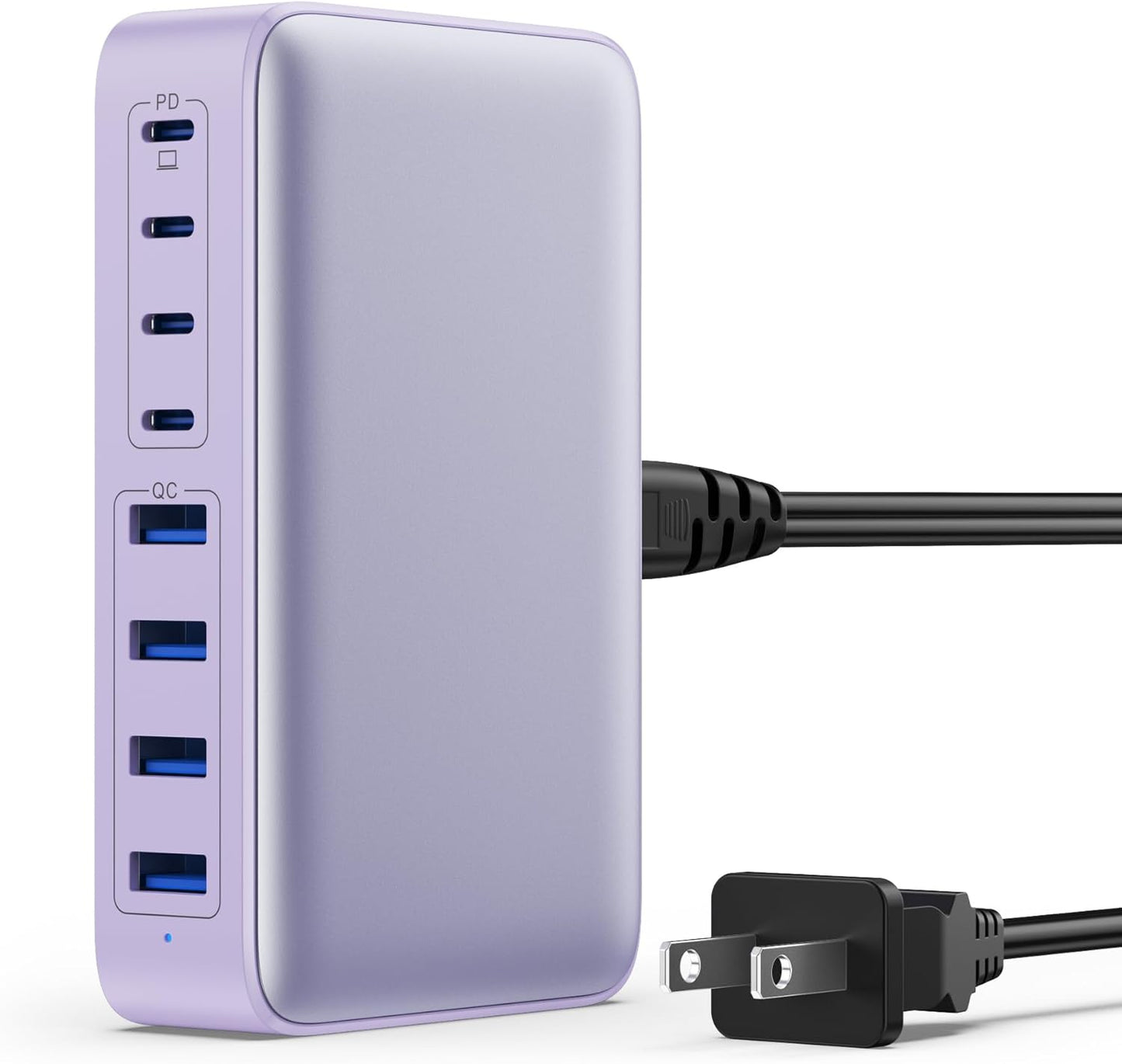 200W USB-C Fast Charging Station with 8 Ports, GaN III Technology, 65W Laptop Charger Adapter - Black