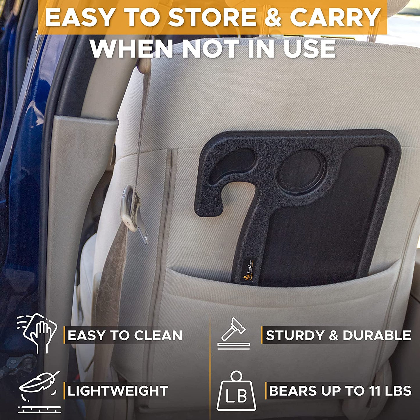 2-in-1 Car Steering Wheel Desk and Tray | Laptop Mount with Pen Holder | Food and Drink Tray for Travel | Versatile Car Accessories