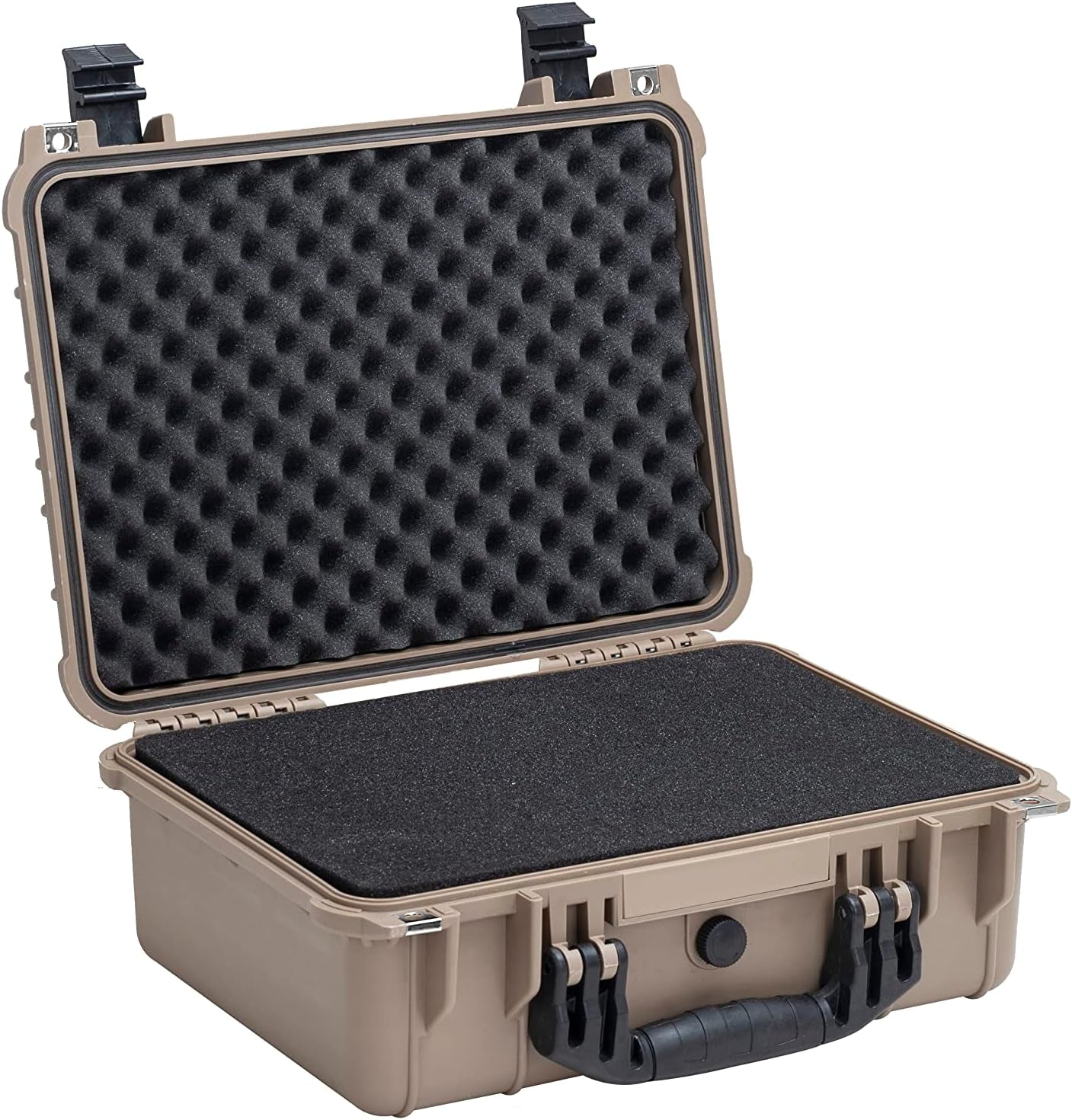 Portable All-Weather Waterproof Camera Case - Customizable Foam Insert - Drones, Equipment, Firearms, 15.98 x 12.99 x 6.85 Inches (Desert Tan)