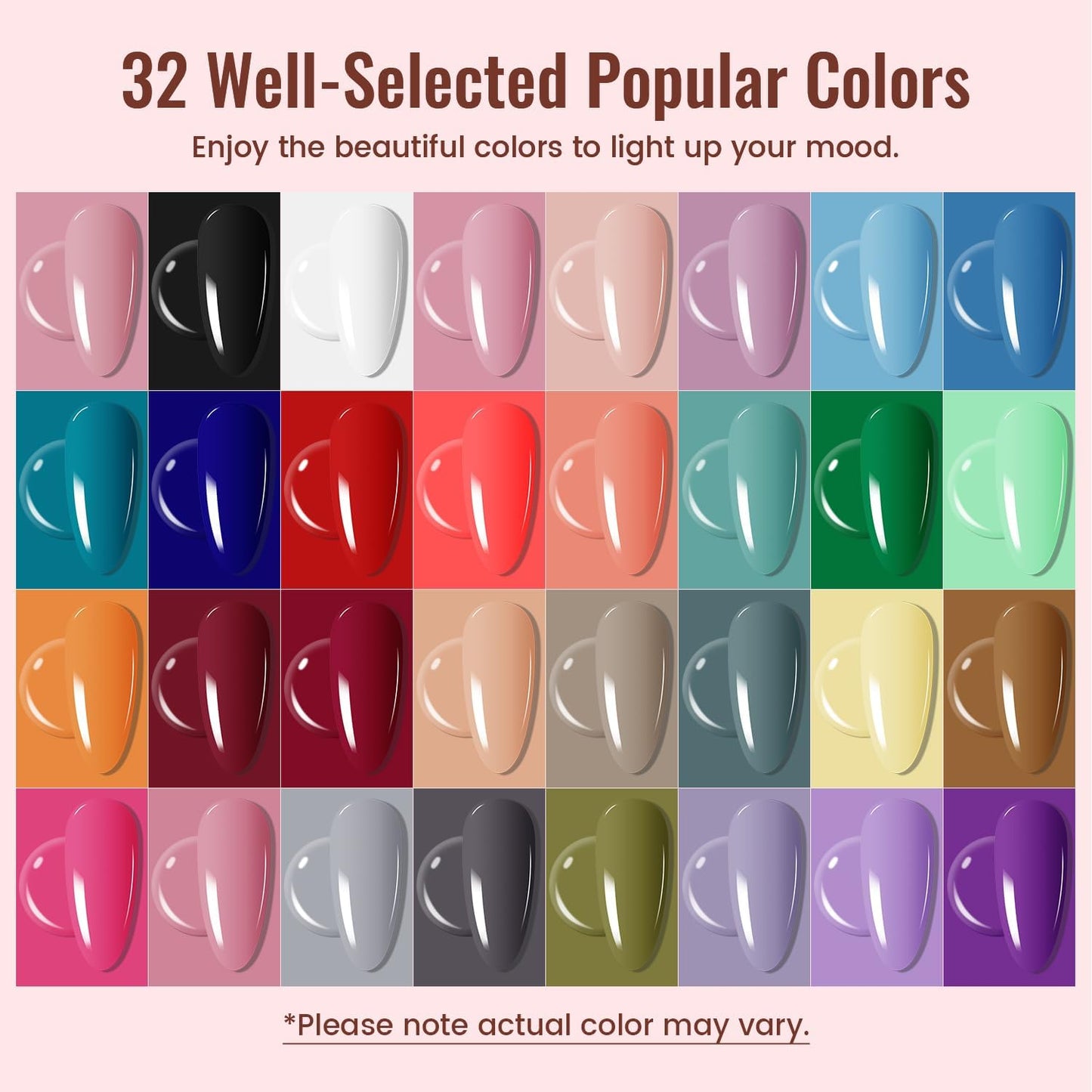 36-Piece Gel Nail Polish Set with UV Lamp - Includes 32 Vibrant Colors