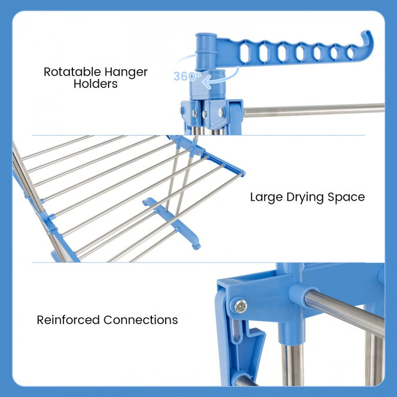 4-Tier Collapsible Clothes Drying Rack with Adjustable Side Wings