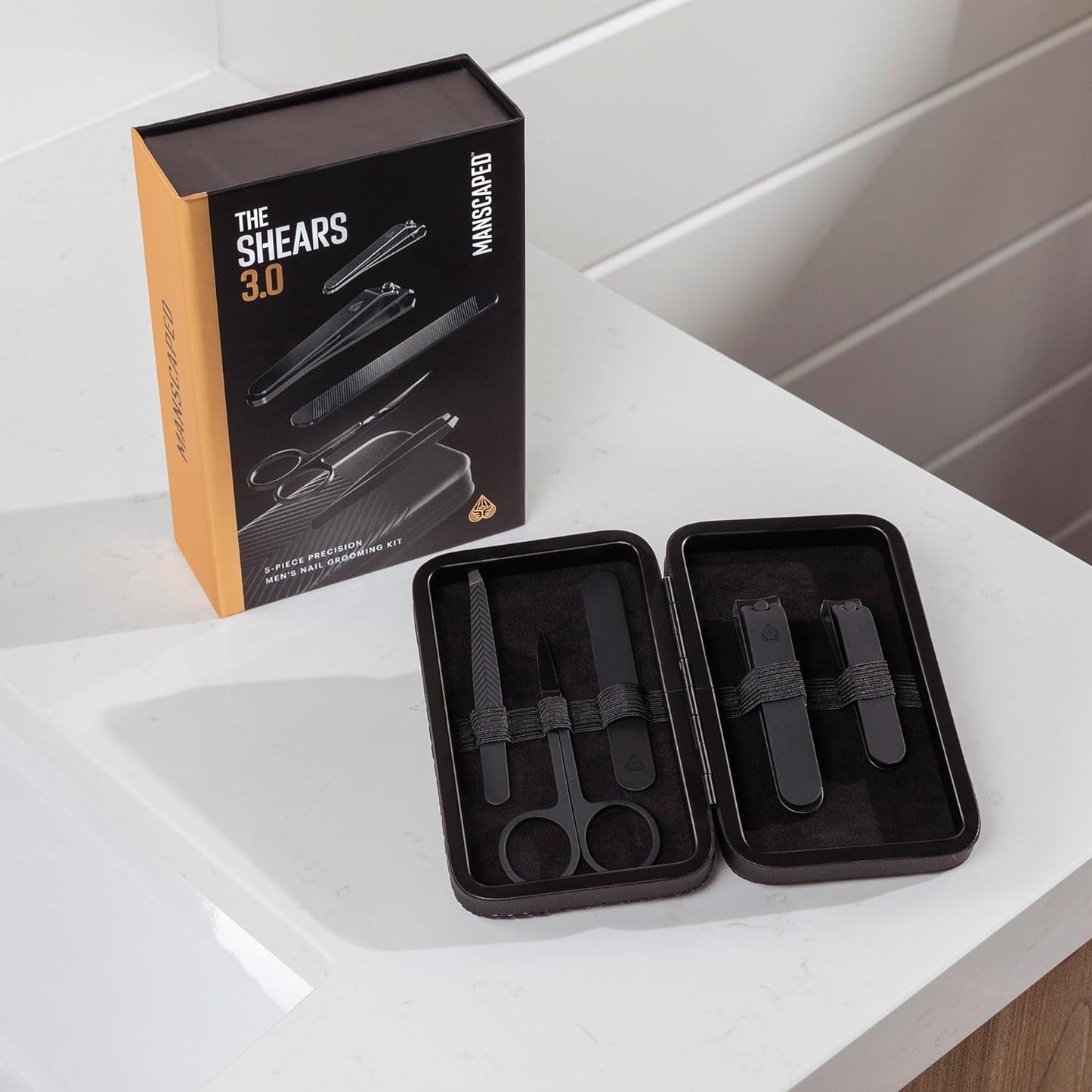 5-Piece Men's Nail Grooming Travel Kit - Stainless Steel Manicure Set and Travel Case