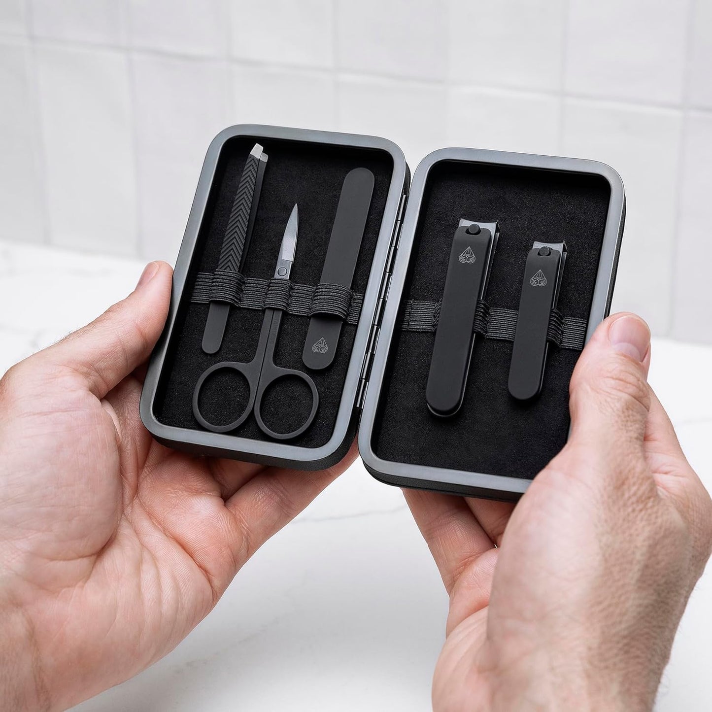 5-Piece Men's Nail Grooming Travel Kit - Stainless Steel Manicure Set and Travel Case