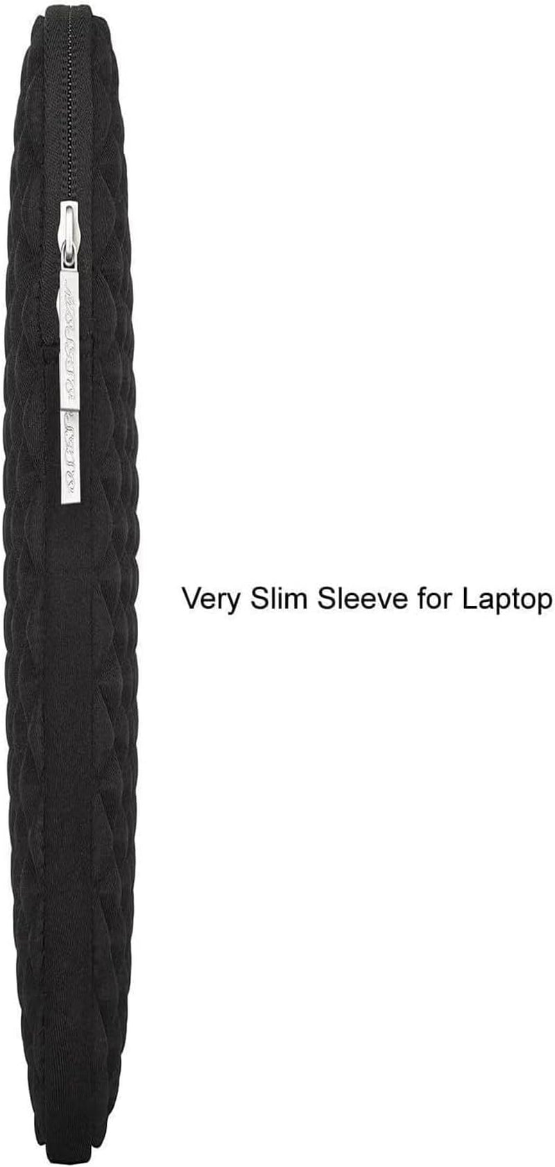 Laptop Sleeve for 15-15.6 Inch Notebooks, Diamond Foam Neoprene Case - Additional Small Pouch, Black