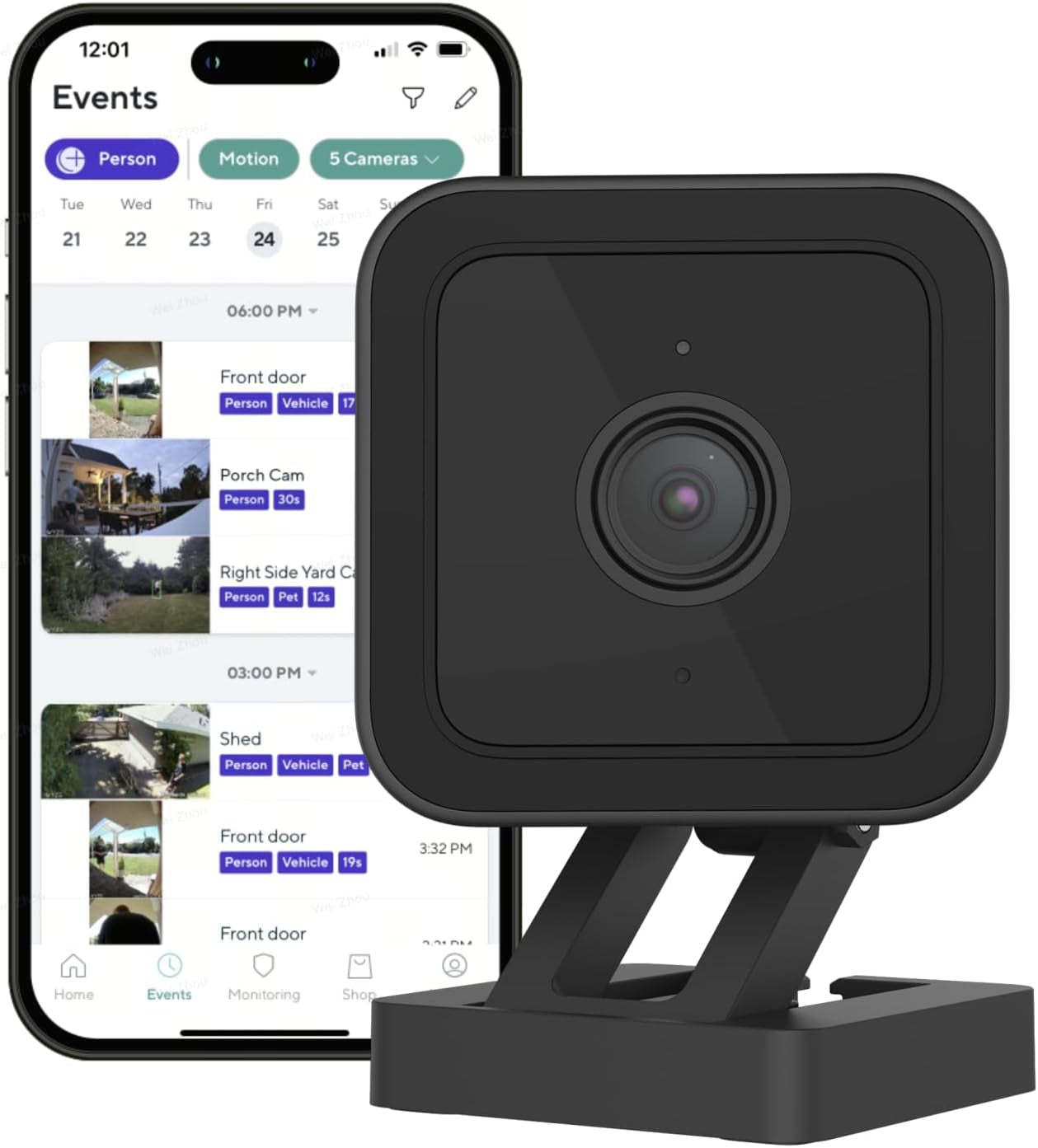 2-Pack -1080P HD Indoor/Outdoor Security Camera with Color Night Vision, 2-Way Audio, Smart Home Integration