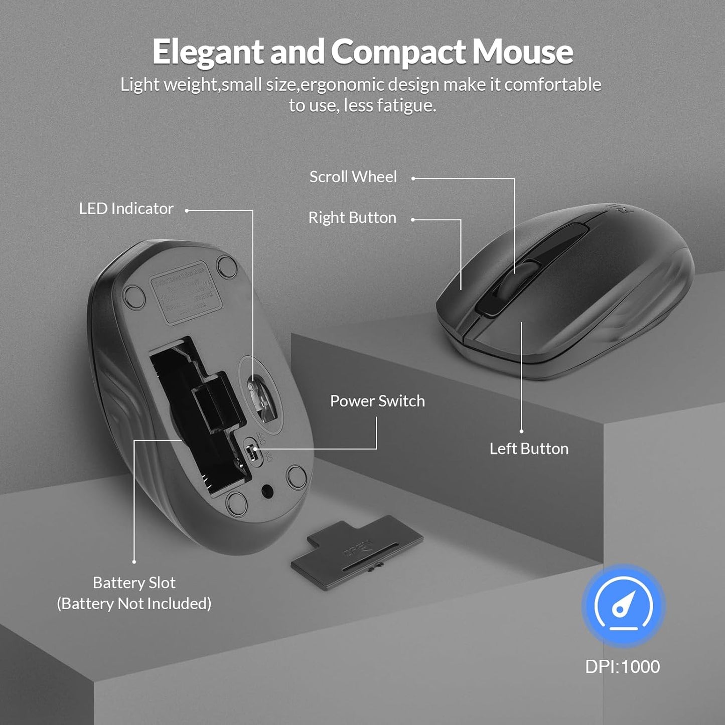 Wireless Keyboard and Mouse Combo - Quiet-Typing Standard Keyboard and Mouse Set for Office, Home, and Business Use