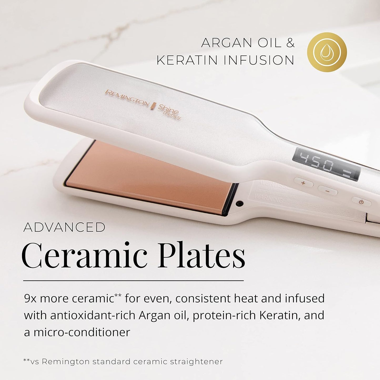 Shine Therapy Argan Oil and Keratin Infused 2-Inch Hair Straightener and Flat Iron