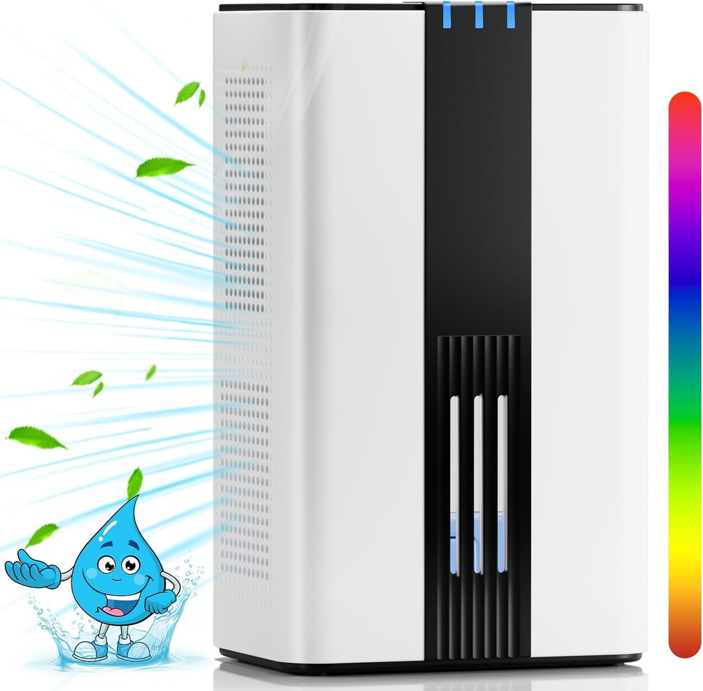 Home Dehumidifier for Spaces up to 850 Sq. Ft, 85 OZ Water Tank, Dual Operating Modes with Auto Shut Off, 7-Color LED Light