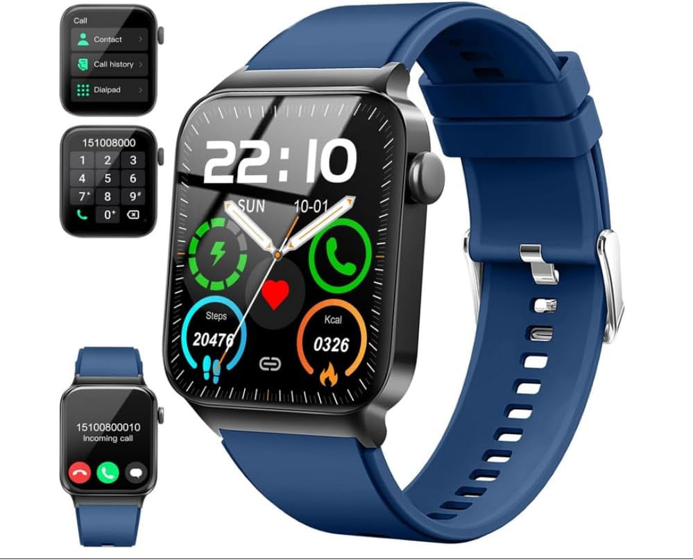Bluetooth Smartwatch, 1.85" HD Touchscreen, 100+ Sports Modes, Heart Rate, SpO2, and Sleep Monitoring, IP68 Waterproof