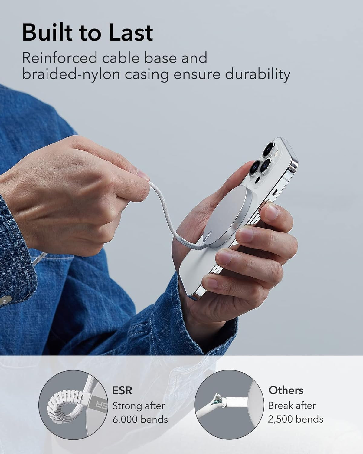 Wireless Charger for MagSafe (Halolock) for iPhones - Featuring Strong Magnetic Lock, Silver