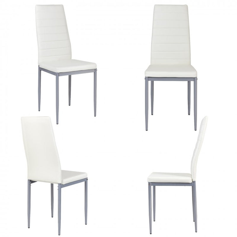 Set of 4 Elegant PVC Leather Dining Chairs with Sturdy Metal Legs