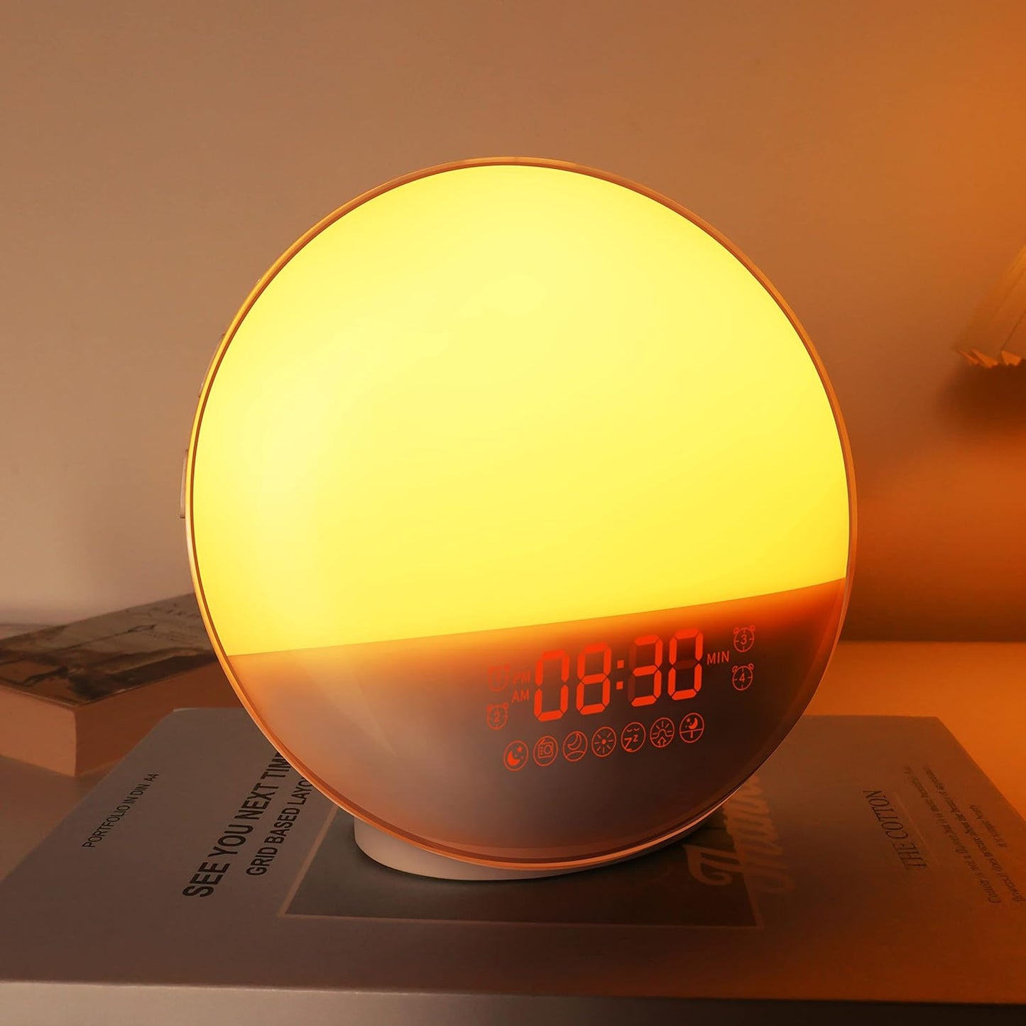 Sunrise Alarm Clock for Deep Sleepers - Sunrise/Sunset Simulation, Dual Alarms, Natural Sounds, Snooze Function, FM Radio, 7-Color Night Light