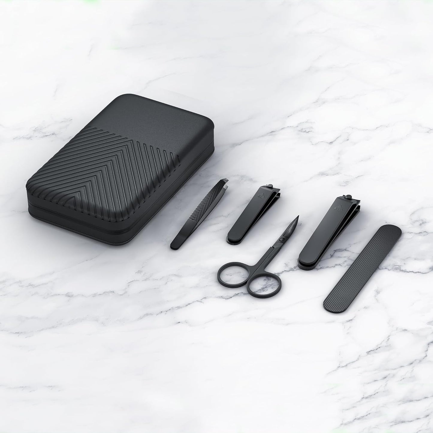 5-Piece Men's Nail Grooming Travel Kit - Stainless Steel Manicure Set and Travel Case