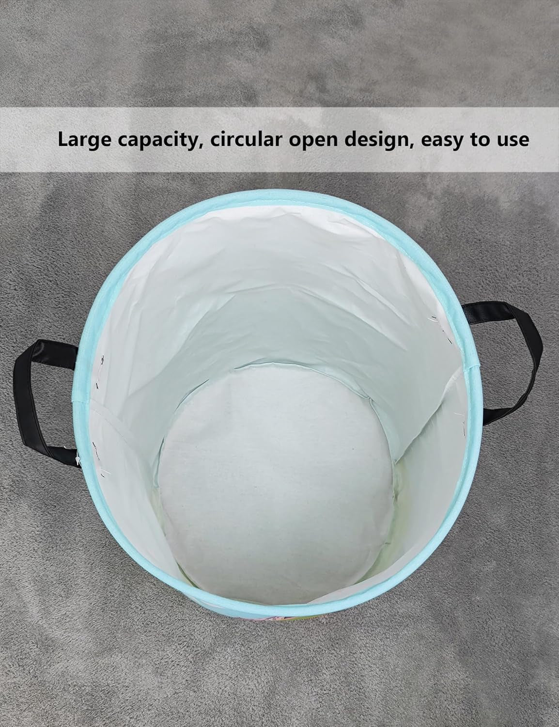 Large Collapsible Round Storage Basket for Laundry and Home Decor - Forest Castle Design