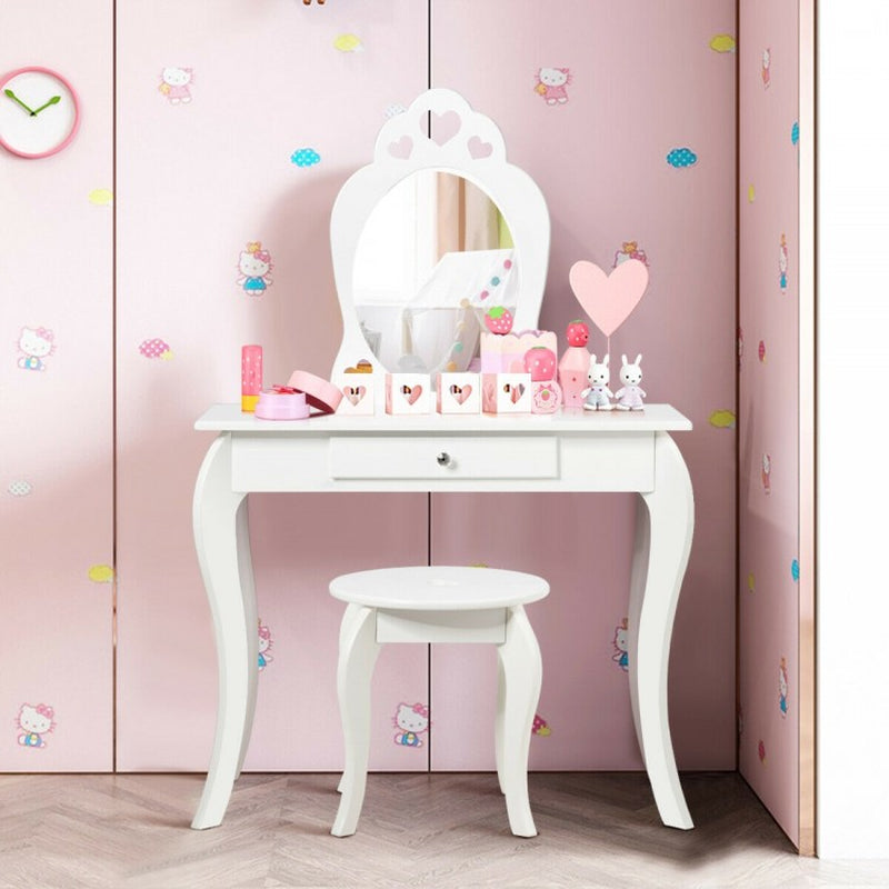 Children's Princess Makeup and Dressing Table Set with Mirror