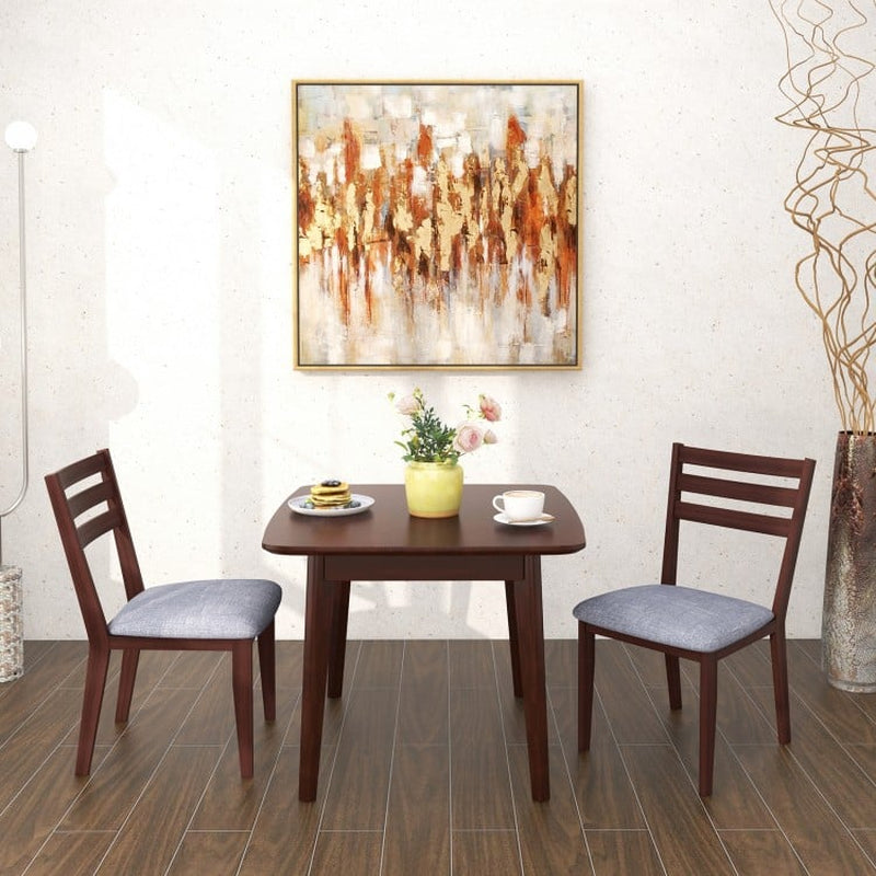 Set of 2 Upholstered Armless Kitchen Chairs with Solid Rubberwood Frame