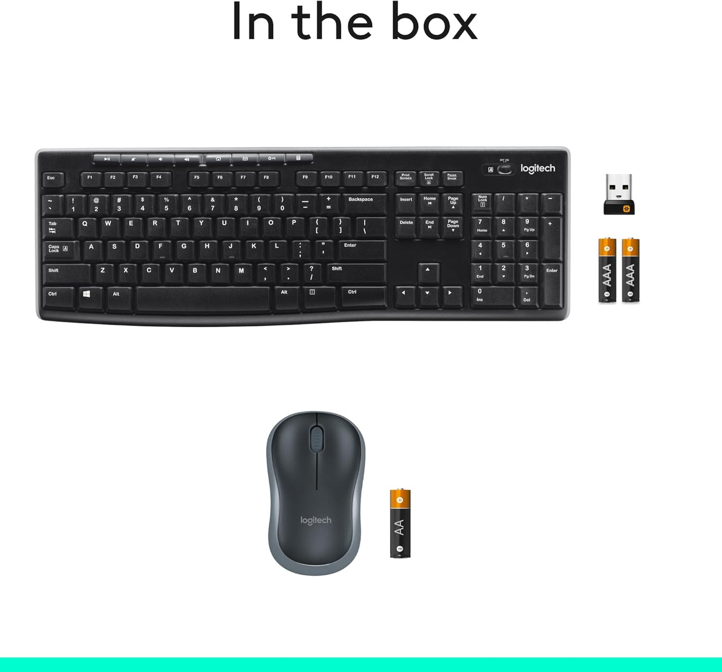 Wireless Keyboard and Mouse Combo for Windows, 2.4 Ghz Wireless, Compact Mouse, 8 Multimedia and Shortcut Keys, 2-Year Battery Life, for PC, Laptop