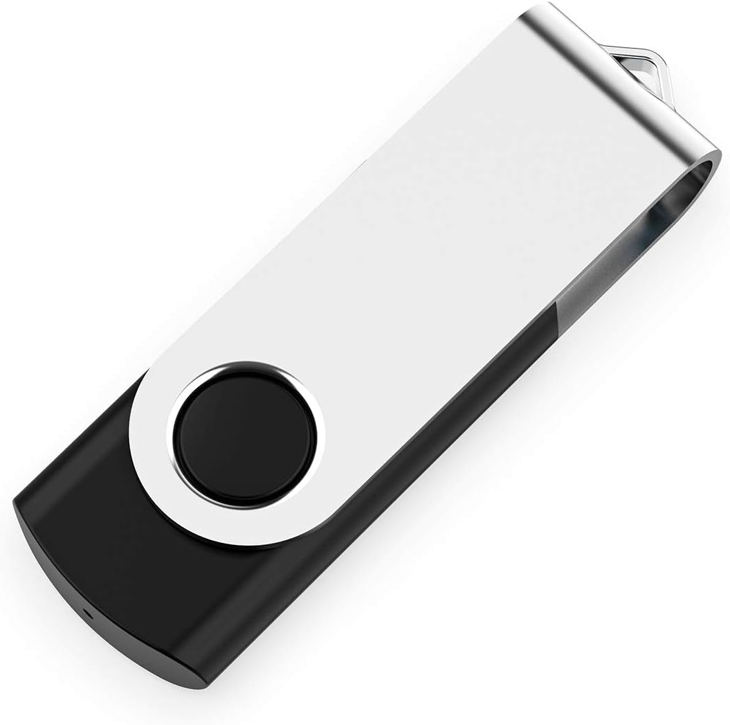 4GB USB Flash Drive 10-Pack, Bulk USB 2.0 Swivel Memory Sticks, Black