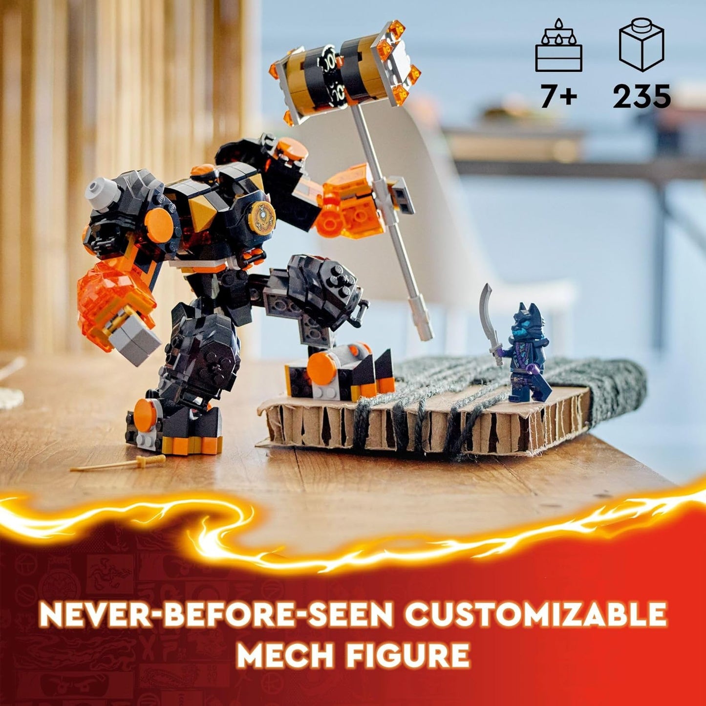 NINJAGO Cole’S Elemental Earth Mech Mini Ninja Toy, Customizable Action Figure Adventure Toy with Cole and Wolf Warrior Minifigures, Ninja Gift for Boys, Girls and Kids Ages 7 and Up, 71806