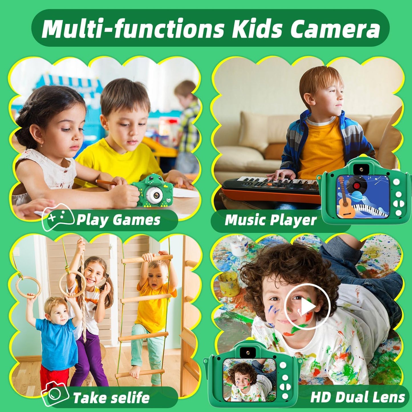 Digital Kids Camera for Ages 3+ 64GB Card