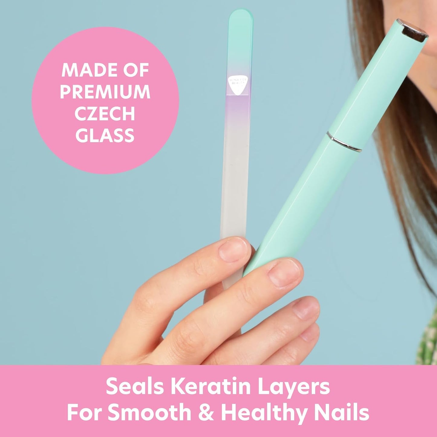 Premium Czech Glass Nail File with Case - Expert Precision Manicure Tool for Smooth Finishing