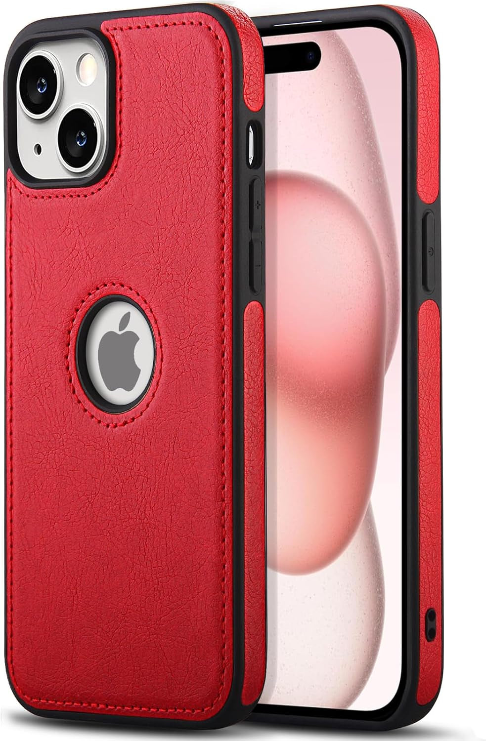 Premium Leather and TPU Hybrid Case Cover for iPhone 15 Pro Max - Brown