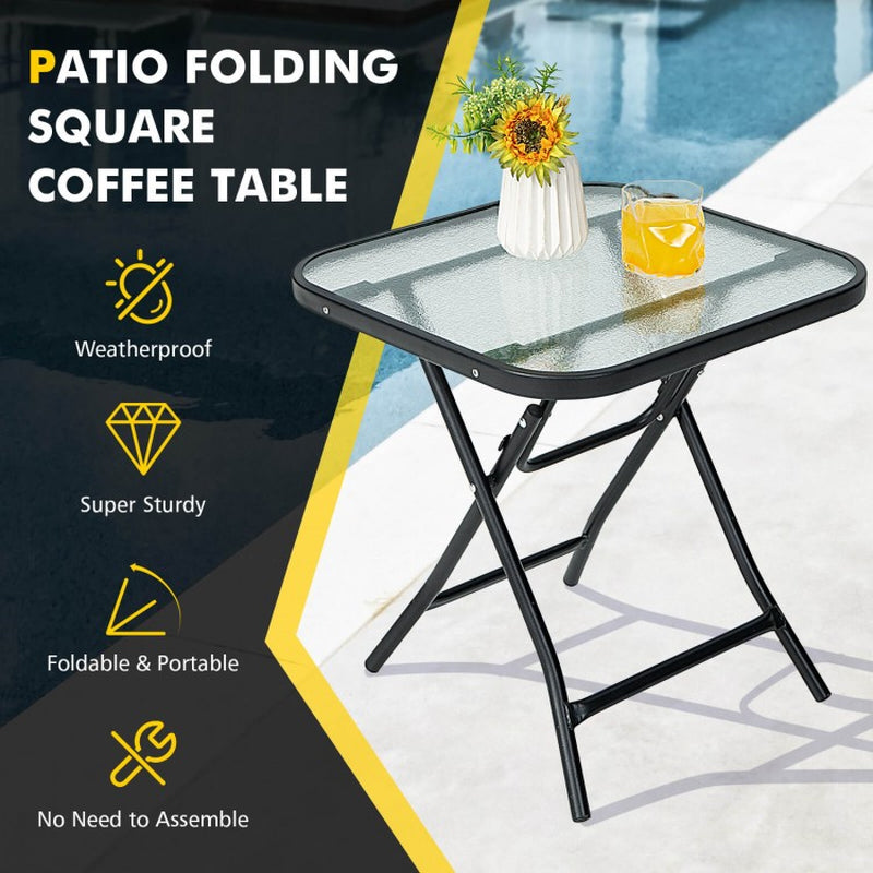 18-Inch Square Patio Bistro Table with Durable Rustproof Frame