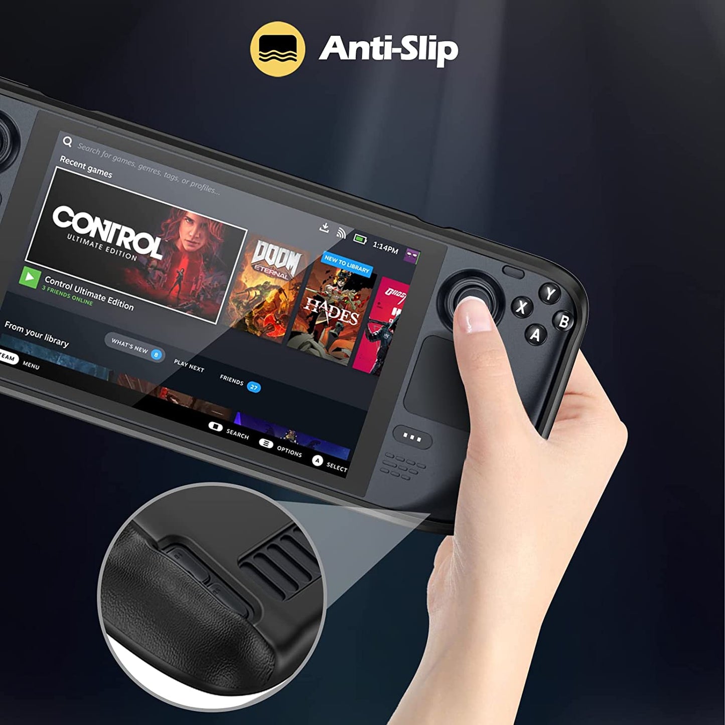 Flip Case for Steam Deck/Steam Deck OLED (2023) - Enhanced Protective Cover with Magnetically Detachable Front Shell - Black